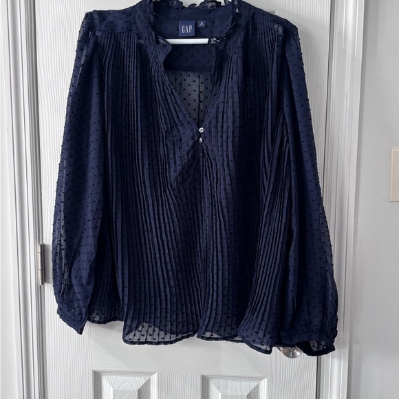 💚GAP Women's Navy Sheer Blouse - Picture 2 of 8